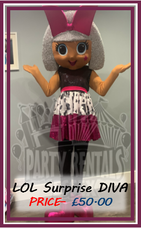 LOL Suprise Doll Diva Mascot Costume Hire In Essex