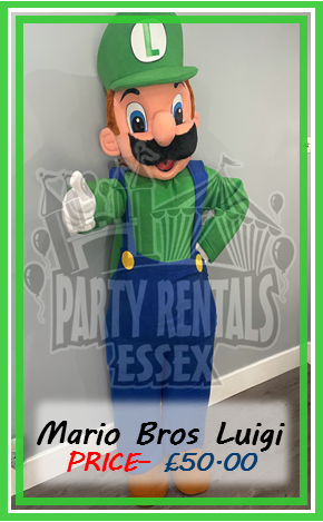 Luigi Super Mario Bros Mascot Costume Hire Essex